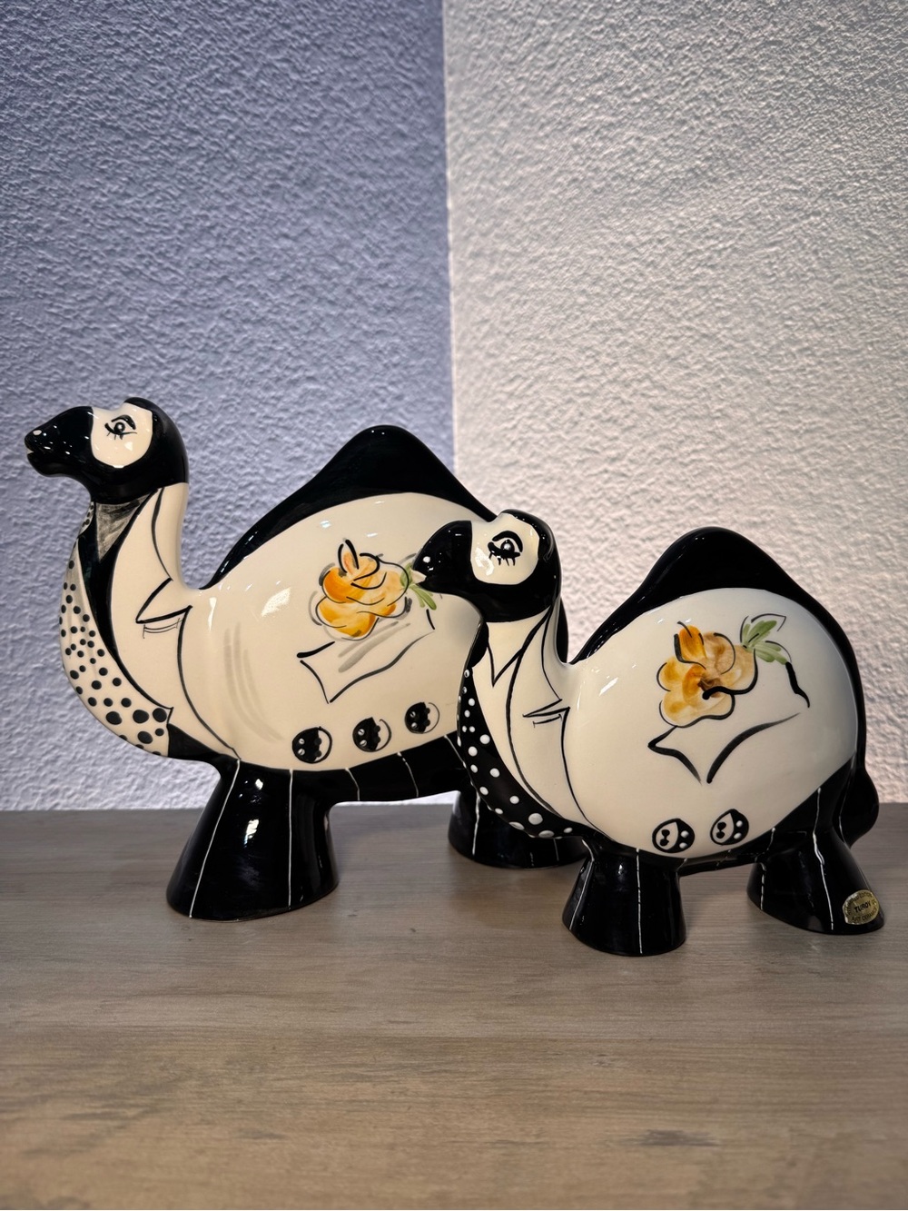 Turov Limited Edition Camel Pair Signed 1999 Art Ceramics Hand Painted